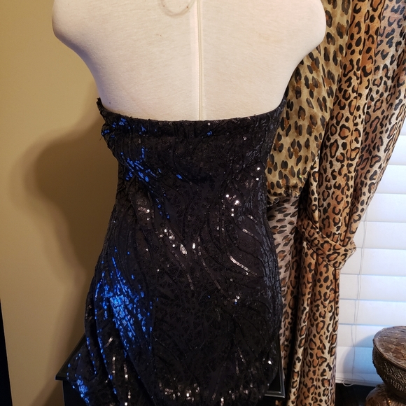 Black sequin strapless cocktail dress - Picture 4 of 5